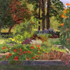 236x238 English Cottage Vegetable Garden - Vegetable Garden Painting