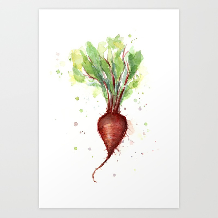 700x700 Red Beet Watercolor Vegetable Painting Art Print By Olechka - Vegetable Painting