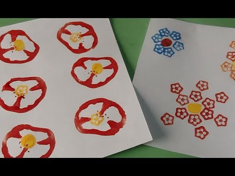 480x360 Flowers With Vegetable Printing (Book C Page 52) - Vegetable Painting