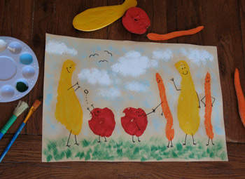 350x255 Fruit And Veggie Stamp Friends Fun Family Crafts - Vegetable Painting For Preschoolers