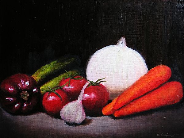 600x450 Vegetable Medley Still Life Painting By Glenn Ledford - Vegetable Still Life Painting