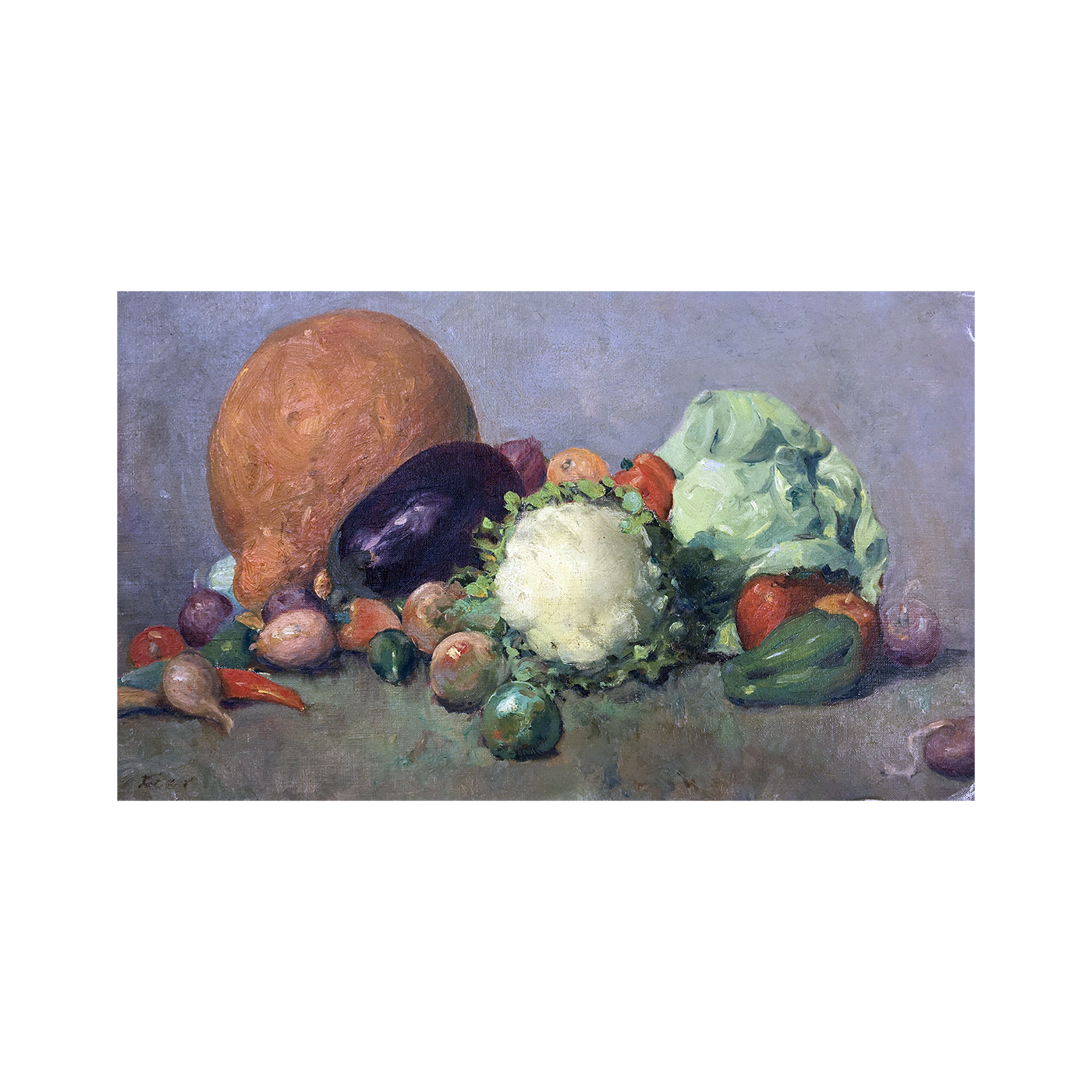 1400x1400 American School Still Life Painting Still Life With Vegetables - Vegetable Still Life Painting