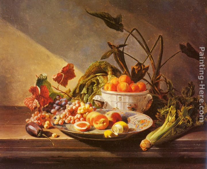 720x586 David Emile Joseph De Noter A Still Life With Fruit And Vegetables - Vegetable Still Life Painting