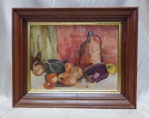300x237 Estate Found Vintage Vegetables Still Life Oil Painting On Canvas - Vegetable Still Life Painting