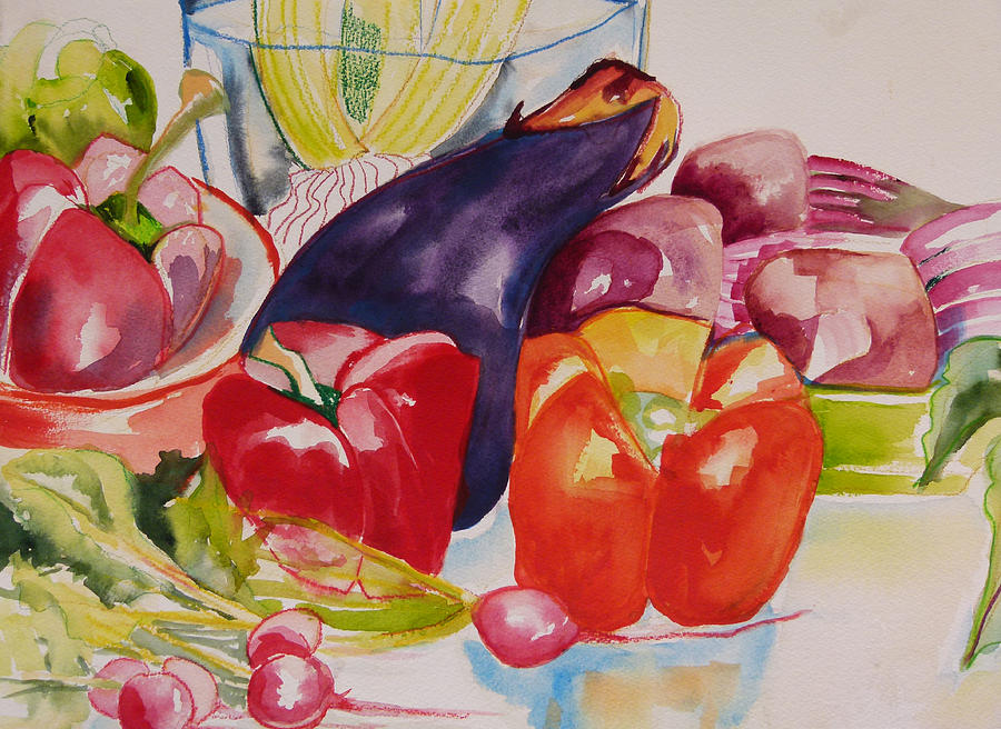 900x656 Veggie Galore Painting By Suzanne Willis - Veggie Painting