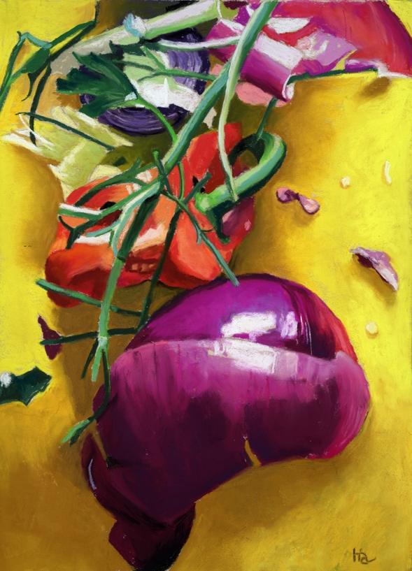 589x817 Vegetable Scraps Painting Sold Ria Hills - Veggie Painting