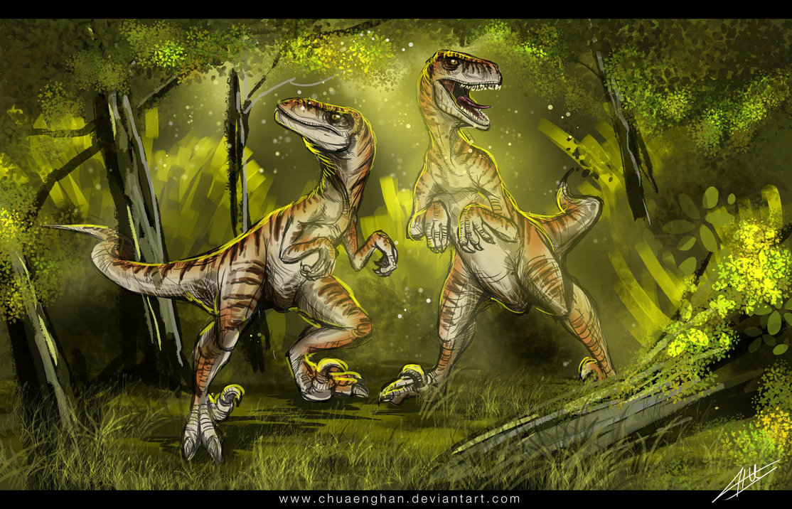 1114x716 Velociraptor By Chuaenghan - Velociraptor Painting