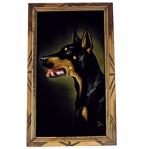 500x500 Vintage Doberman Black Velvet Painting Plaidponyvintage - Velvet Dog Painting
