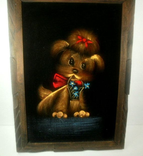 570x622 Black Velvet Painting Technique - Velvet Dog Painting