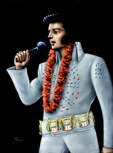 223x300 New Hand Painted Velvet Elvis Concert Hawaii Full Length 36x24 - Velvet Elvis Painting