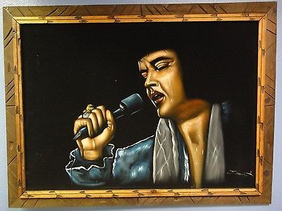 400x299 Large Elvis Presley Painting On Black Velvet Signed By Artist Size - Velvet Elvis Painting