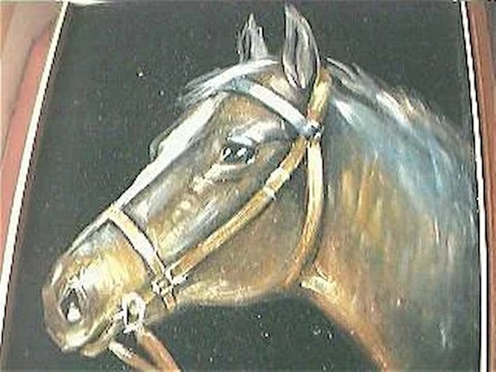 720x540 Large Original Horse's Head Painting On Velvet Antique Goodies - Velvet Horse Painting