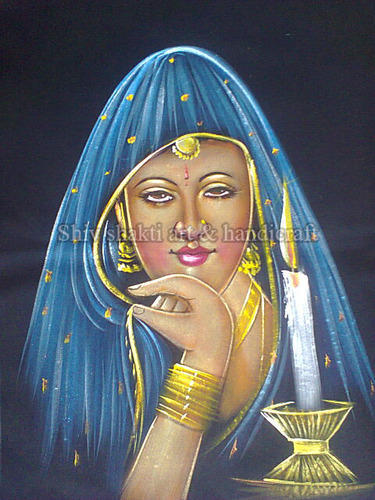375x500 Indian Lady Velvet Paintings - Velvet Painting