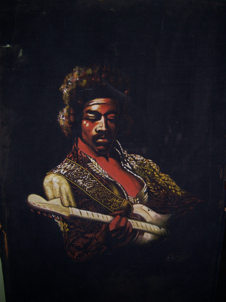 900x1200 Jimi Hendrix Moterey Pop Fest Black Velvet Painting Collectors - Velvet Painting