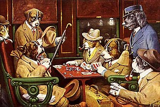 325x217 Dogs Playing Poker - Velvet Painting Dogs Playing Poker
