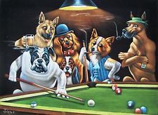 225x164 Dogs Playing Poker Black Velvet Oil Painting Handpainted Signed - Velvet Painting Dogs Playing Poker