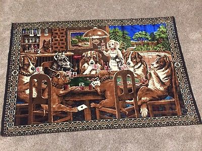 400x300 Vintage Dogs Playing Poker Rug Tapestry Wall Hanging 70 X 46 - Velvet Painting Dogs Playing Poker