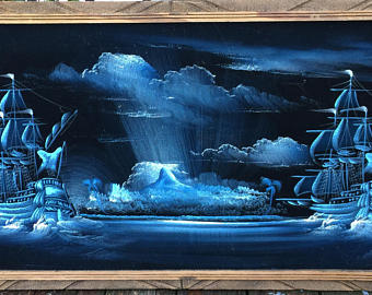 340x270 Painting On Velvet Etsy - Velvet Ship Painting