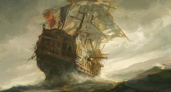 600x324 Ship Painting Miserab Concept Art By Ocean Illustration Sea - Velvet Ship Painting