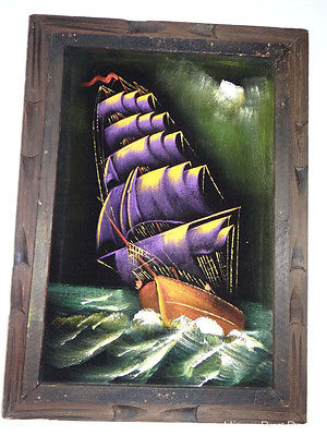 300x400 Jamie,s Wooden Framed Velvet Pictures Collection On Ebay! - Velvet Ship Painting