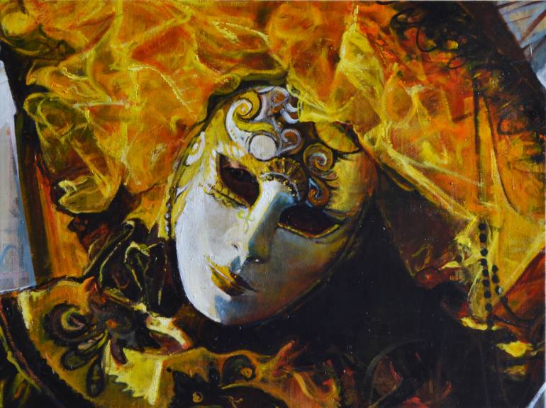 770x576 Saatchi Art Venetian Mask. Painting By Marco Ortolan - Venetian Mask Painting