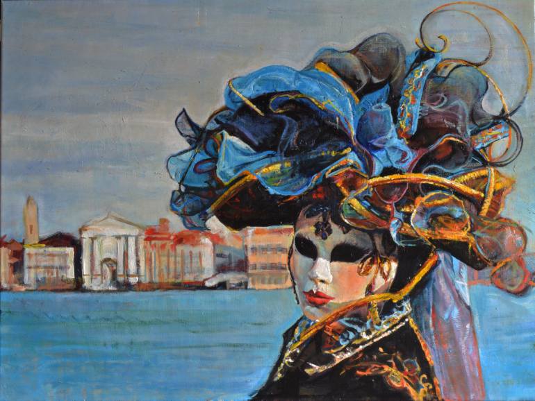 770x578 Saatchi Art Venetian Masks Painting By Marco Ortolan - Venetian Mask Painting