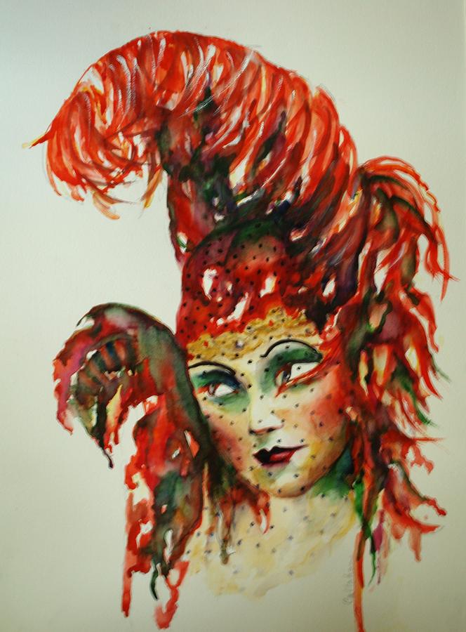 664x900 Venetian Mask No. 1 Painting By Lynn Callahan - Venetian Mask Painting