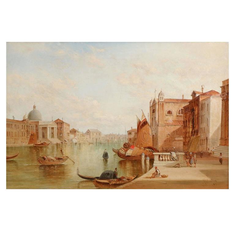 768x768 Alfred Pollentine, British, Venetian Grand Canal Oil Painting - Venetian Oil Painting