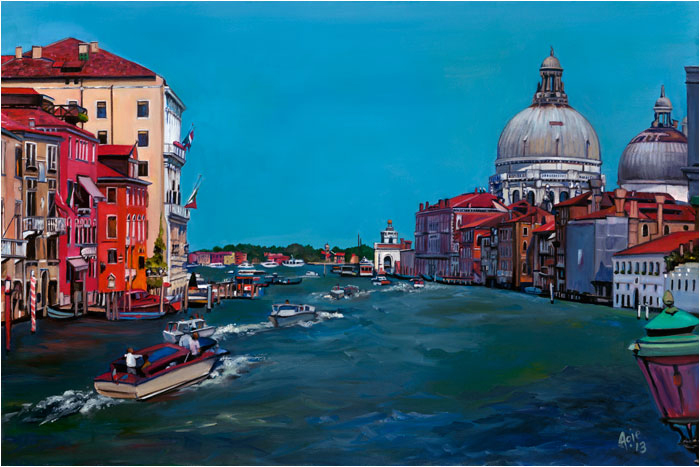 700x467 Art De Joie Italian Oil Painting Of Venice, Acqua Turchese - Venetian Oil Painting