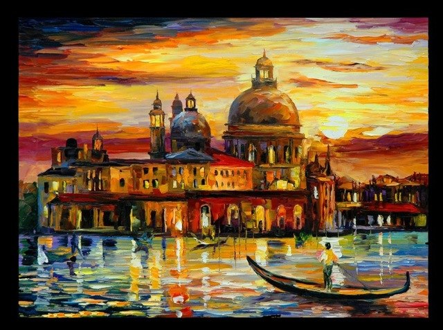 640x476 Colorful Oil Painting Scenery Venetian Castle Embroidery - Venetian Oil Painting