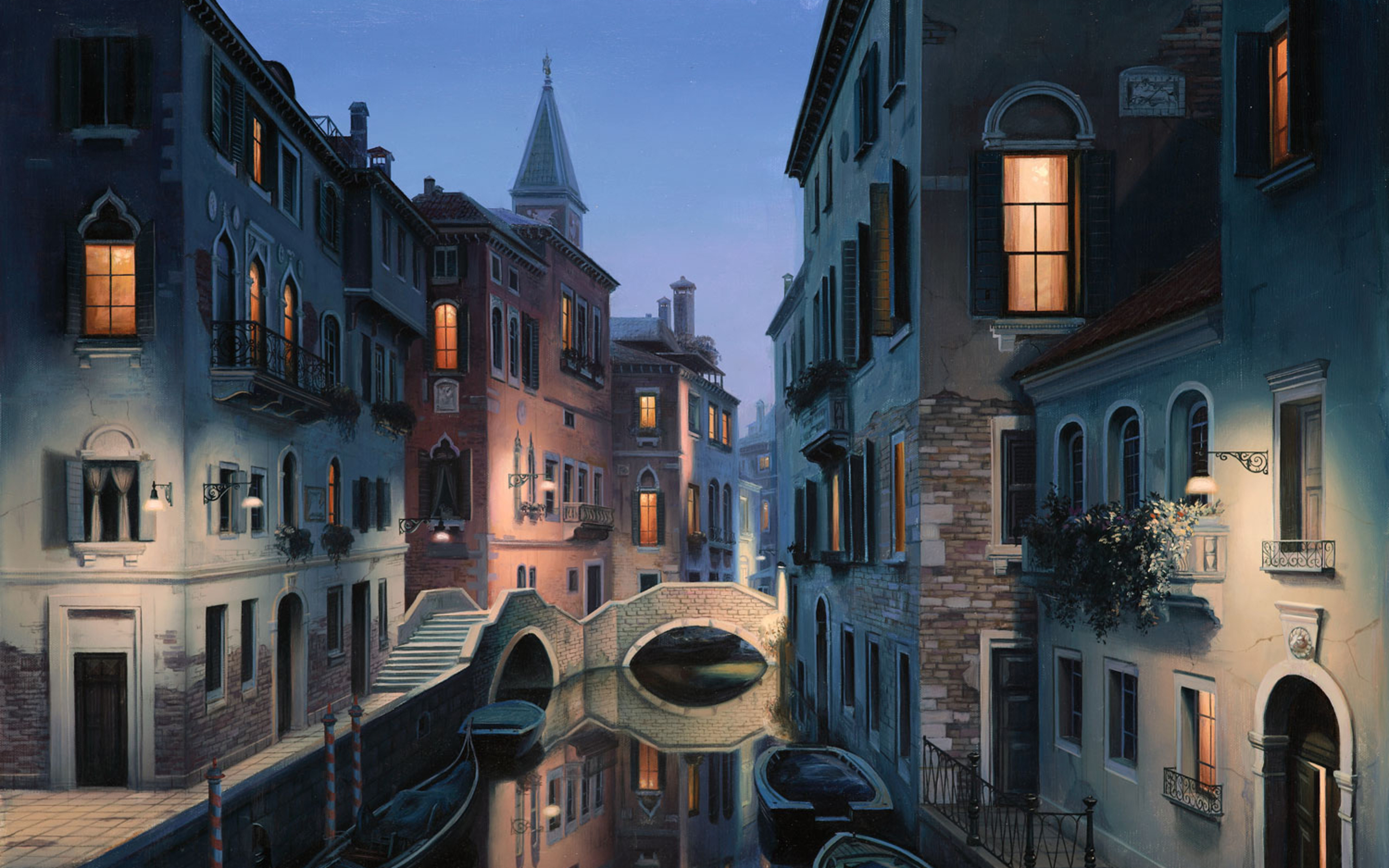 2560x1600 Venice - Venice At Night Painting