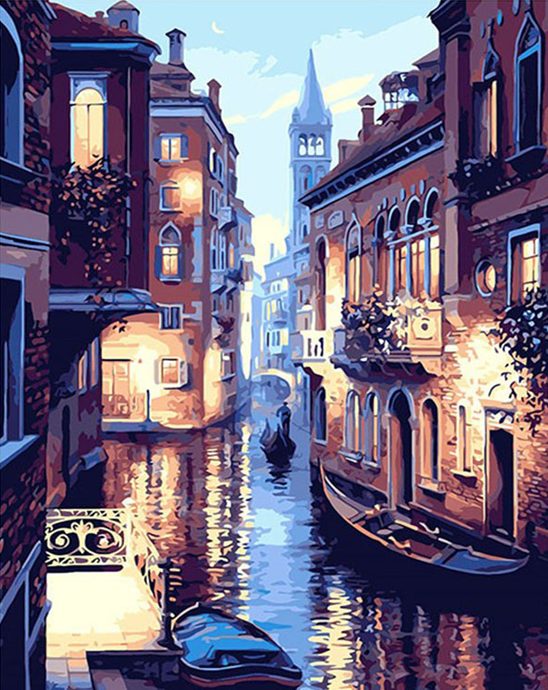 548x690 Venice At Night Number Painting - Venice At Night Painting