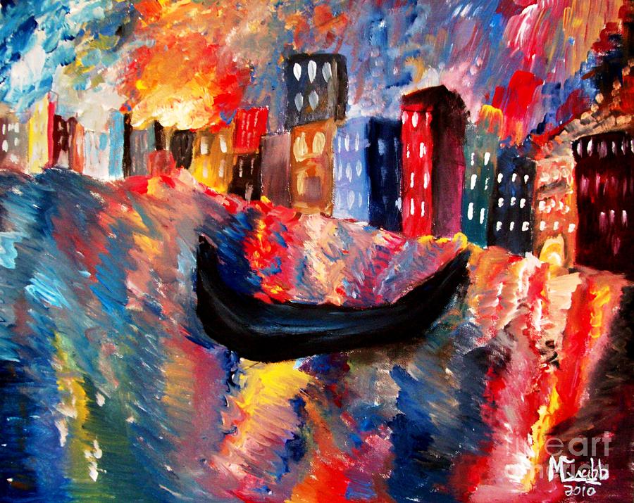 900x715 Venice By Night Painting By Michael Grubb - Venice At Night Painting