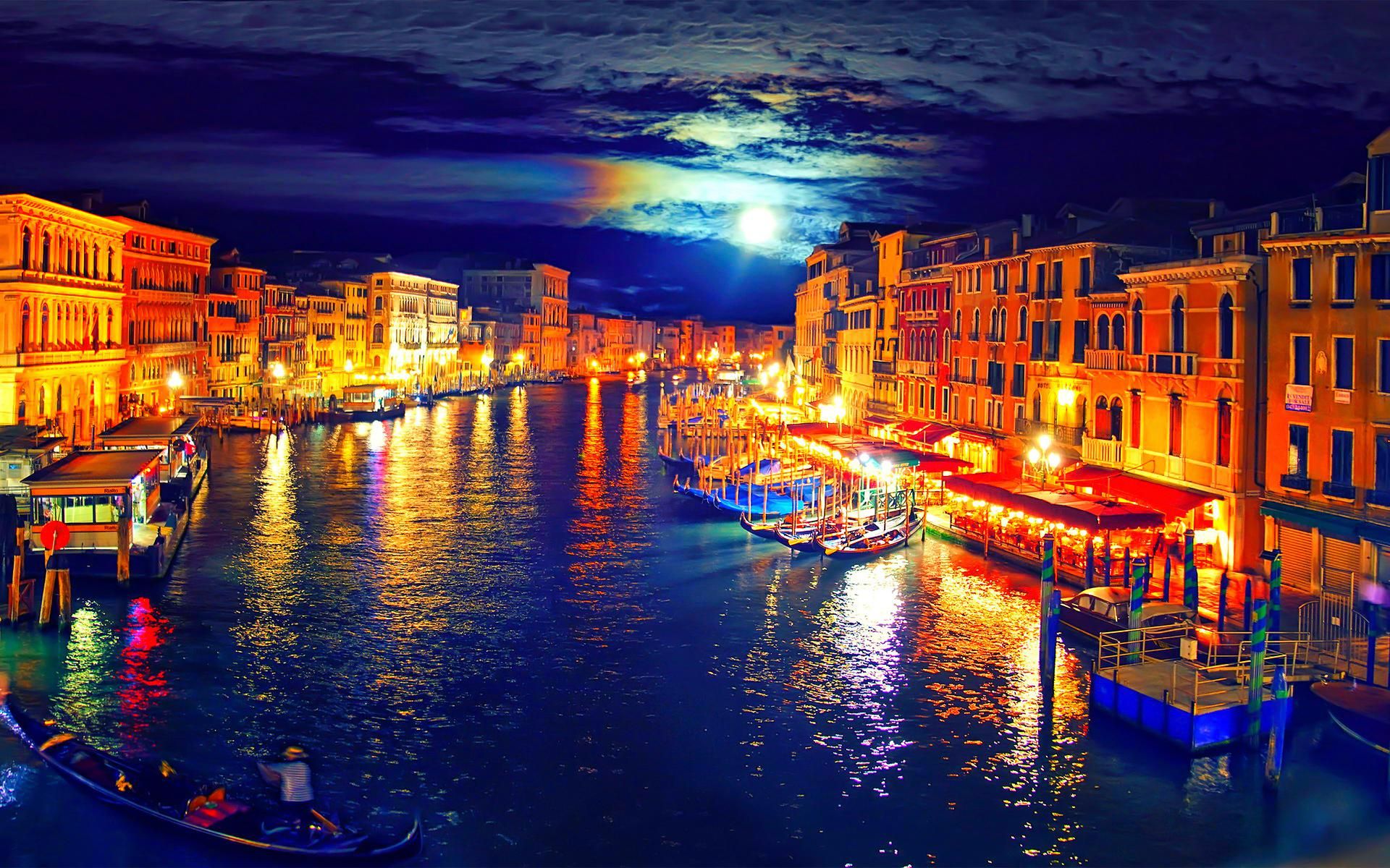 1920x1200 Venice Italy - Venice At Night Painting