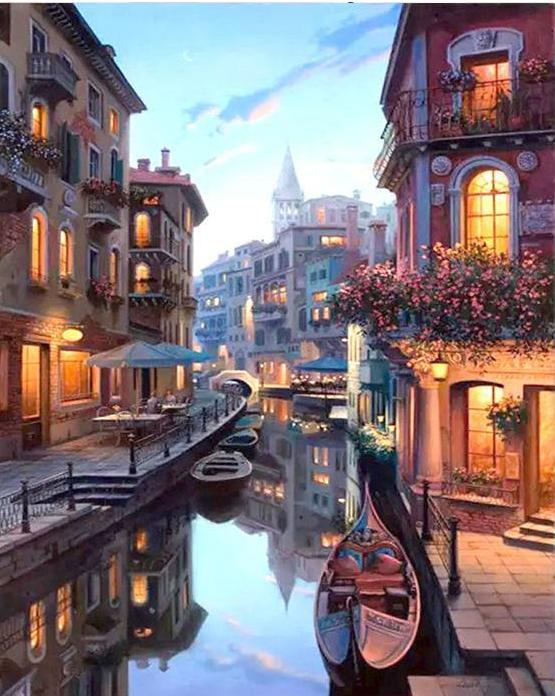 555x696 Venice - Venice At Night Painting
