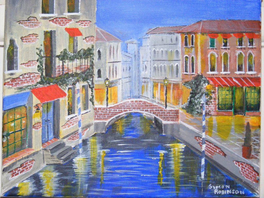 1024x768 Venice - Venice At Night Painting