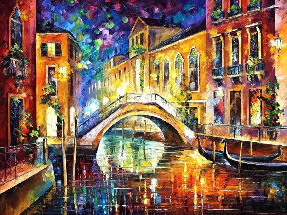 570x427 Venice Painting - Venice At Night Painting