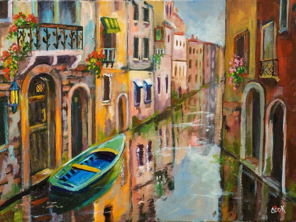 1024x768 Venice Canal Reflections - Venice Canal Painting