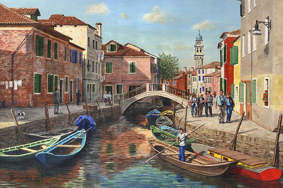 900x600 Burano Canal Venice Painting By Richard Harpum - Venice Canal Painting