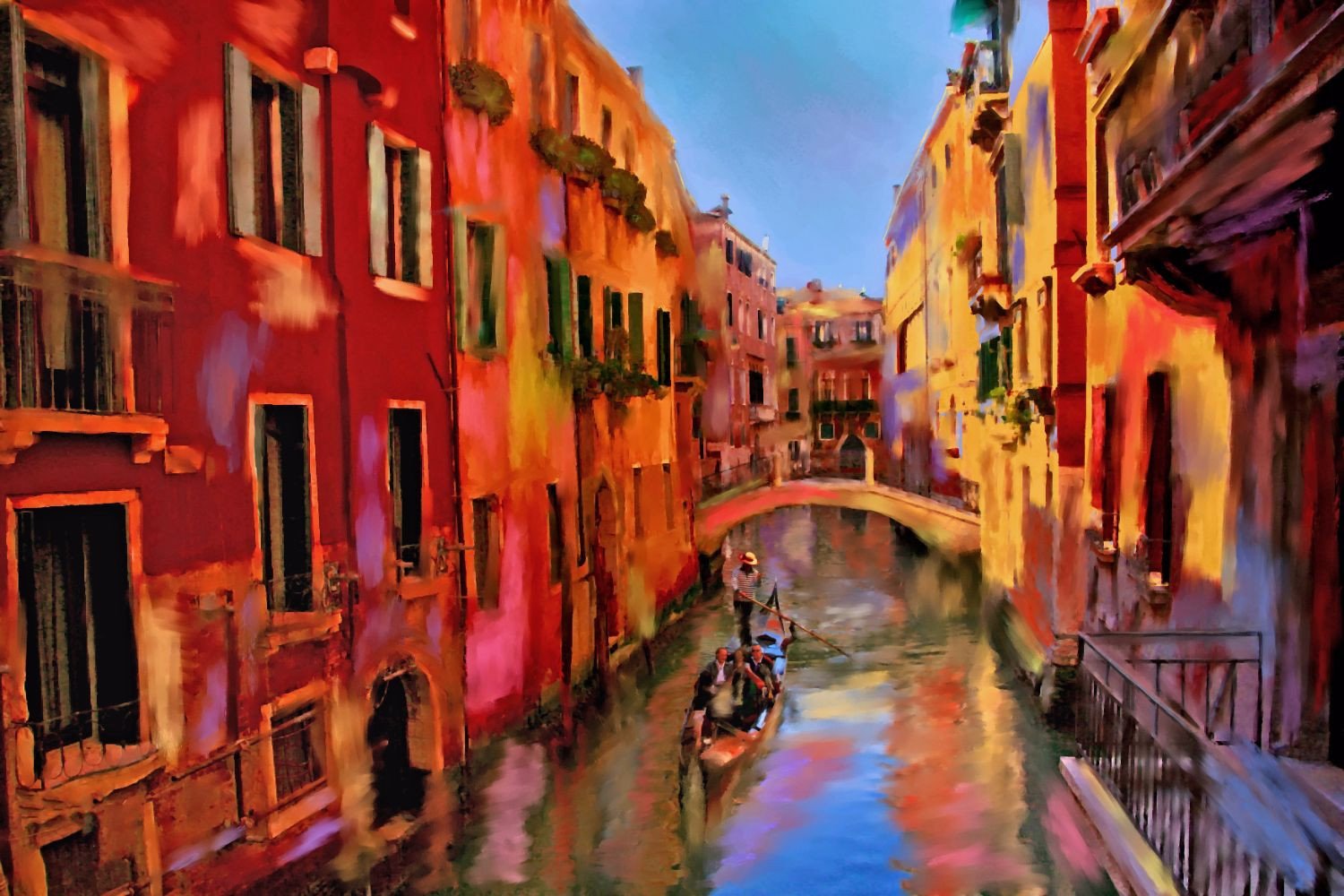 1500x1000 Painting Of Gondola Ride In Venice - Venice Gondola Painting