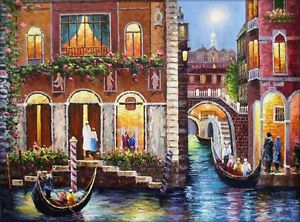 300x222 Quality Hand Painted Oil Painting Venice Waterway And Gondolas - Venice Gondola Painting