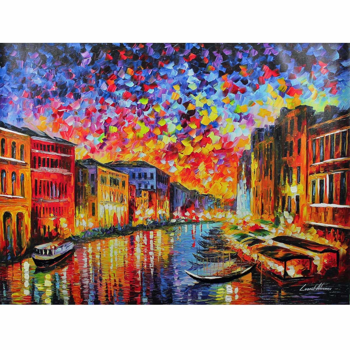 1200x1200 Venice Grand Canal By Leonid Afremov - Venice Grand Canal Painting
