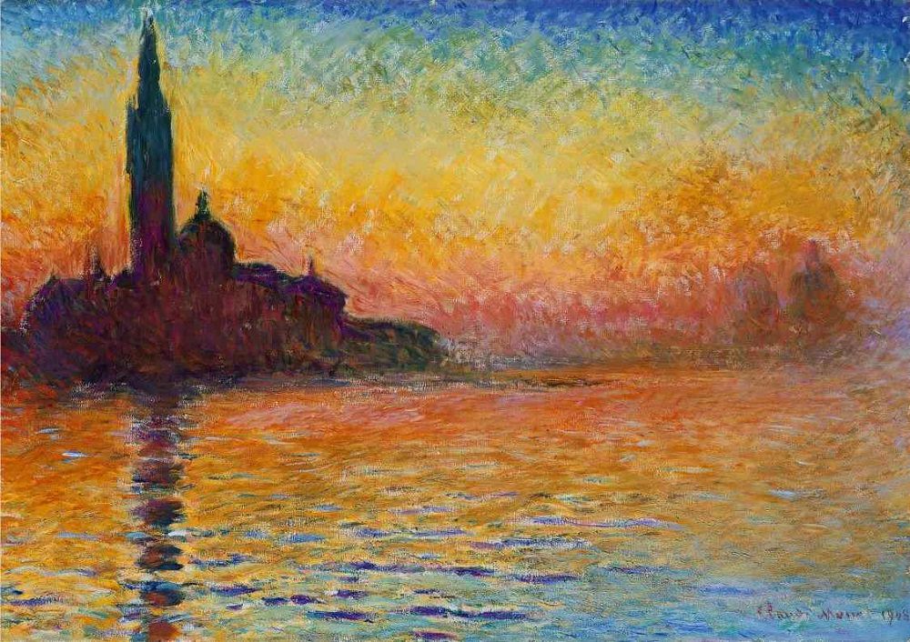 1000x706 Sunset In Venice, 1908 By Claude Monet - Venice Painting