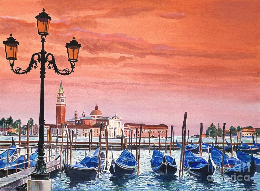900x662 Venice Gondolas Painting By David Lloyd Glover - Venice Painting