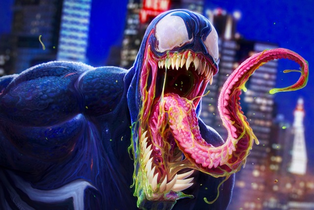 640x427 Venom Eddie Brock Symbiote Horror Monster Creature Long Tongue - Venom Painting