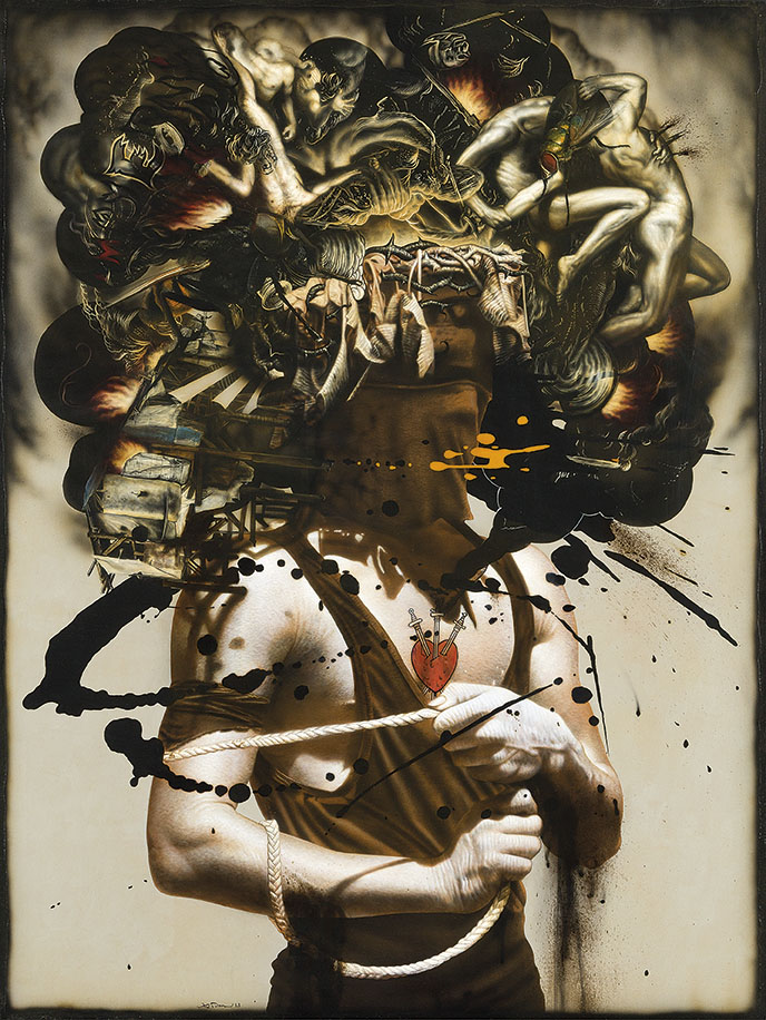 688x916 Ronald Ventura (Filipino, B. 1973) Pausok (Creating Smoke - Ventura Painting