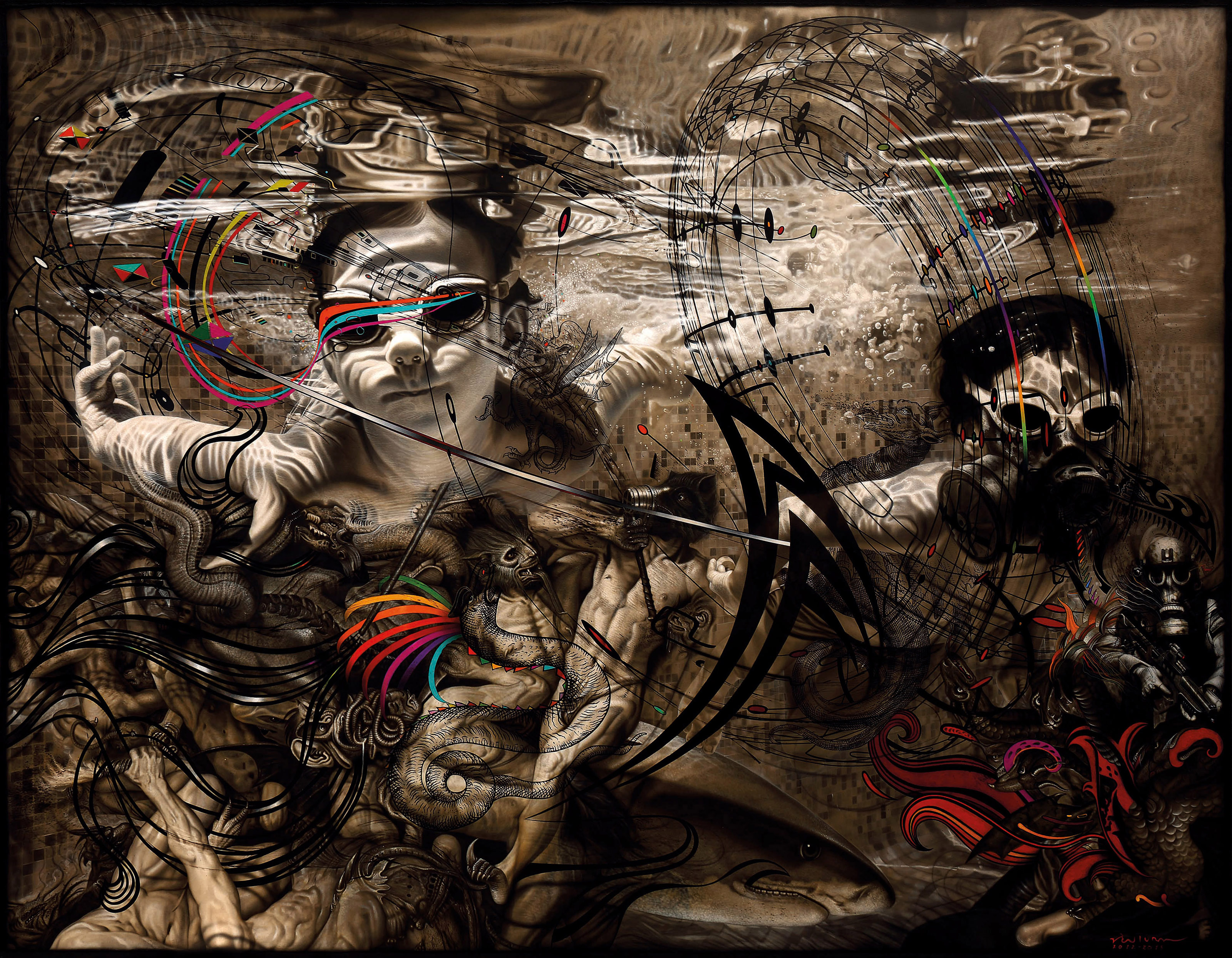 3200x2489 Ronald Ventura (B. 1973) Rainbow In The Abyss 21st Century - Ventura Painting