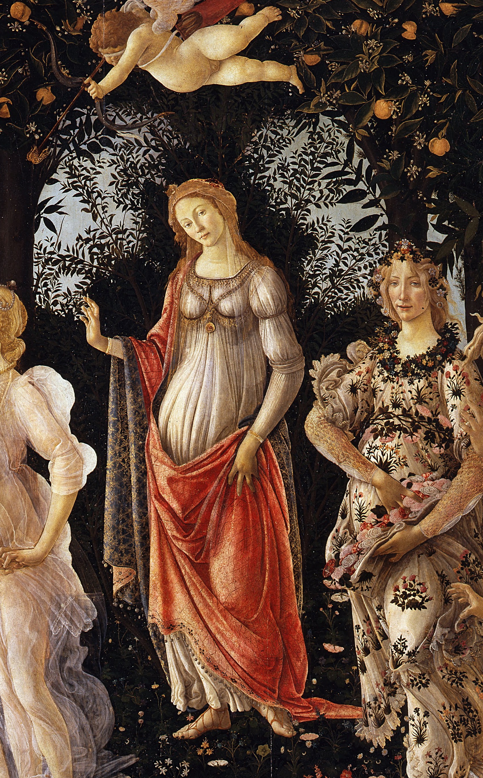 1682x2708 Botticelli's Three Graces In Primavera Golden Bellies 3 Hours - Venus Goddess Of Love Painting