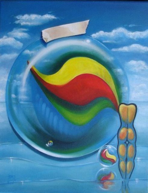 491x640 Roger Calle Artwork The Transparency A Tsunami On The Verge - Verge Painting