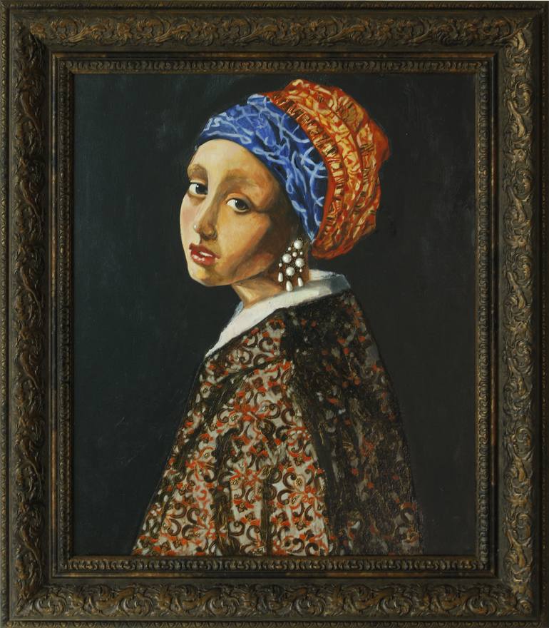 770x880 Saatchi Art The Earring ( Homage To Vermeer) Painting By Surabhi - Vermeer Painting